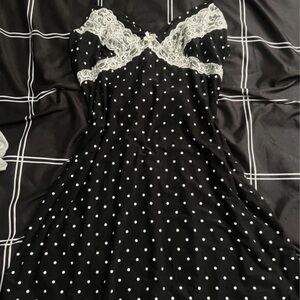 Expressions Gray and White Polka Dot Top